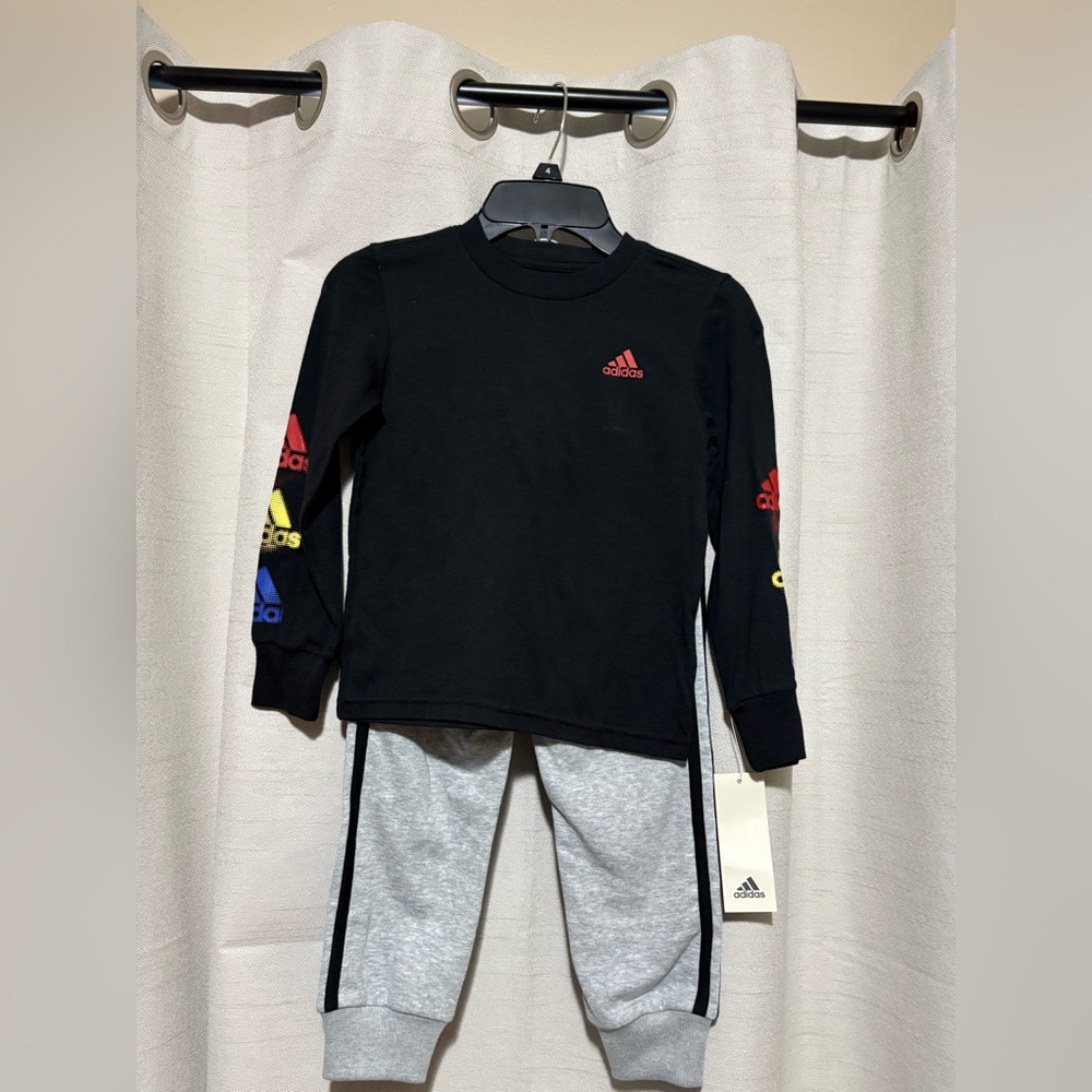 Adidas Black Red Long Sleeve Matching Set